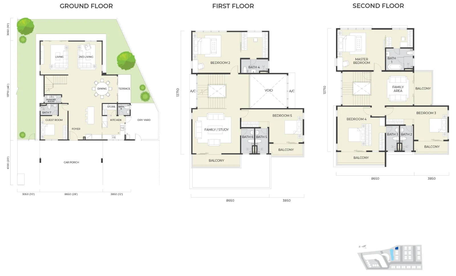Daya Residence floor plan Bungalow E, 5,004 sq ft, ±63' x 75' lot