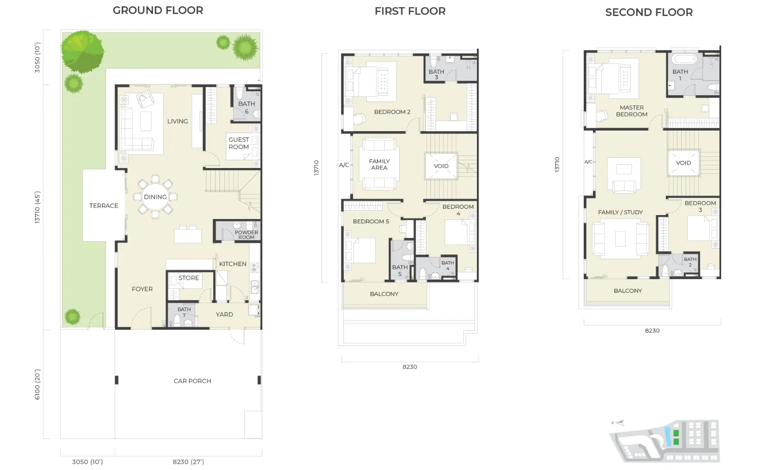 Daya Residence floor plan Semi-D C, 3,971 sq ft, 37' x 75' lot