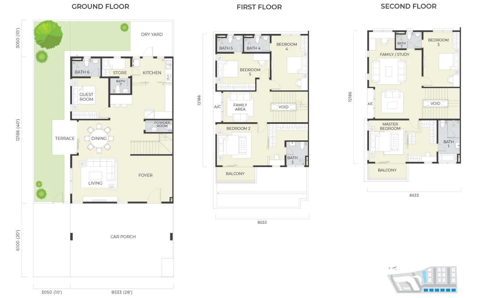 Daya Residence floor plan Semi-D D, 3,680 sq ft, 38' x 70' lot